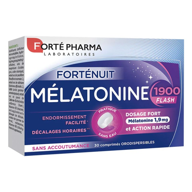 Forte Pharma Melatonine 1900 Flash Συμπλήρωμα Διατροφής με Μελατονίνη για την Καταπολέμιση της Αϋπνίας  με Γεύση Βανίλιας 30tabs