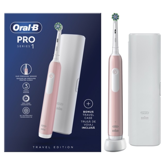 Oral-B Pro Series 1 Electric Toothbrush with Travel Case Ηλεκτρική Οδοντόβουρτσα Ροζ με Θήκη Ταξιδίου, 1τεμ