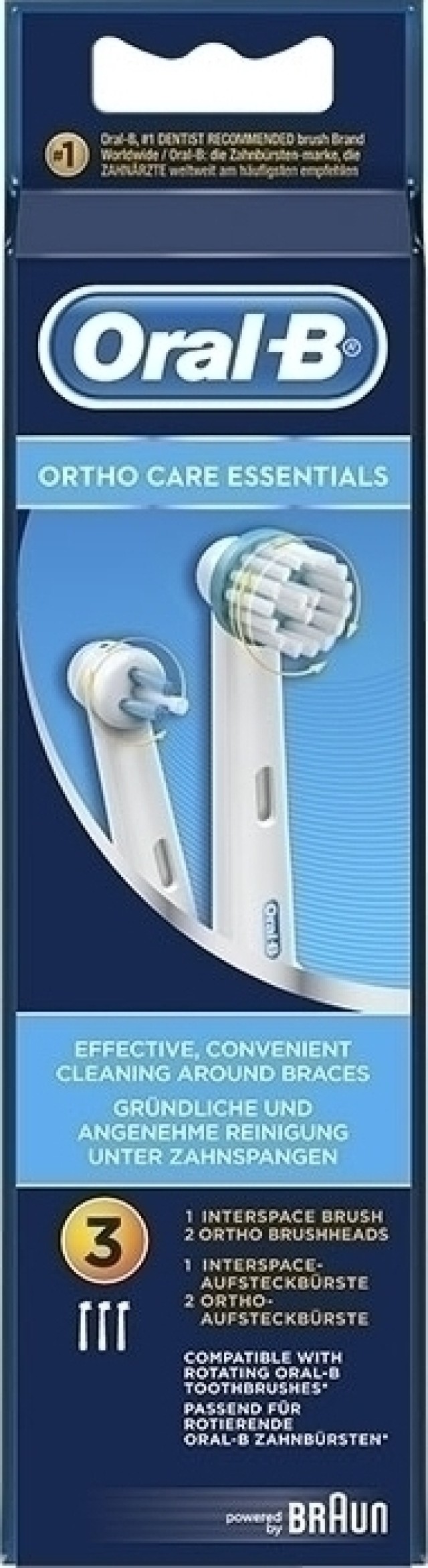 Oral B Ortho Care Essentials Ανταλλακτικές Κεφαλές Ηλεκτρικής Οδοντόβουρτσας 3 τεμάχια