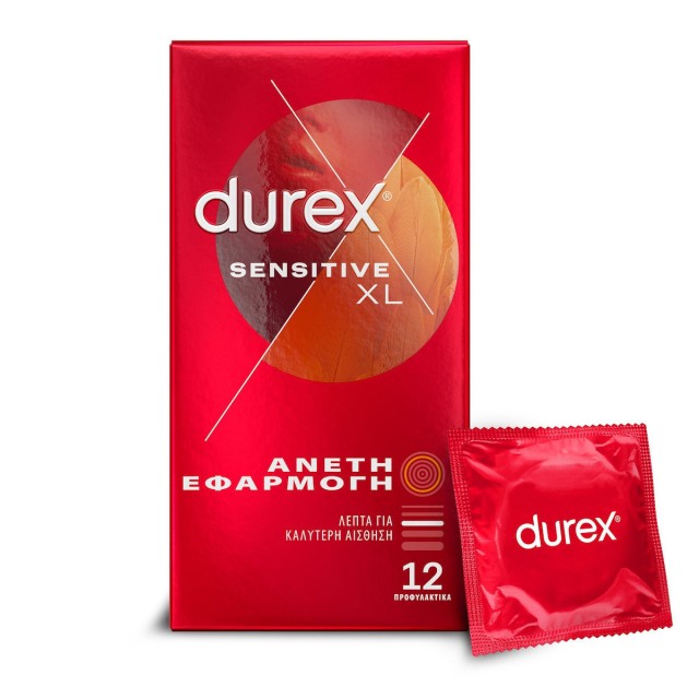 Durex Sensitive XL Λεπτά Προφυλακτικά Με Άνετη Εφαρμογή 12τμχ