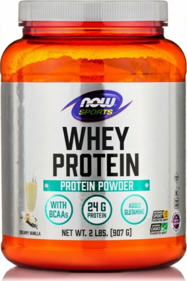 NOW Sports Whey Protein Powder Vanilia Πρωτεΐνη Ορού Γάλακτος Υψηλής Διατροφικής Αξίας με Γεύση Βανίλια 907g