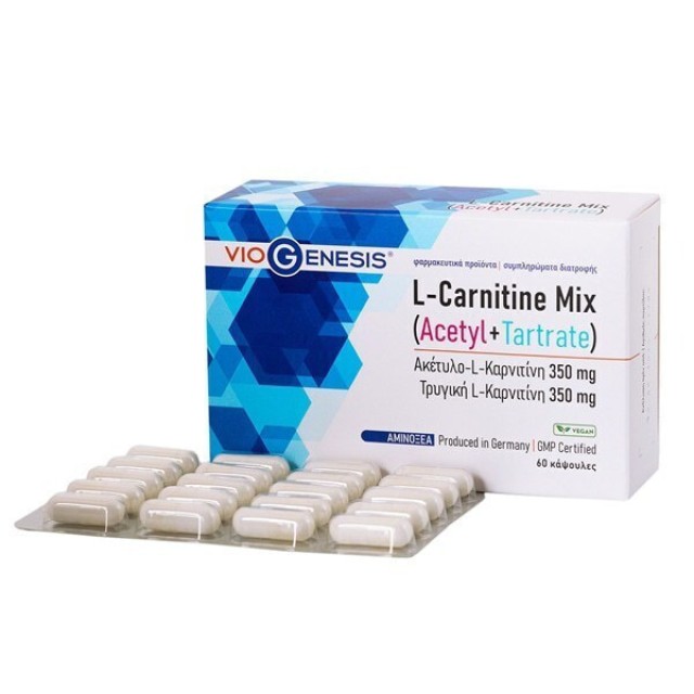 Viogenesis L-Carnitine Mix Acetyl + Tartrate Συμπλήρωμα Διατροφής με Καρνιτίνη 350mg 60 κάψουλες