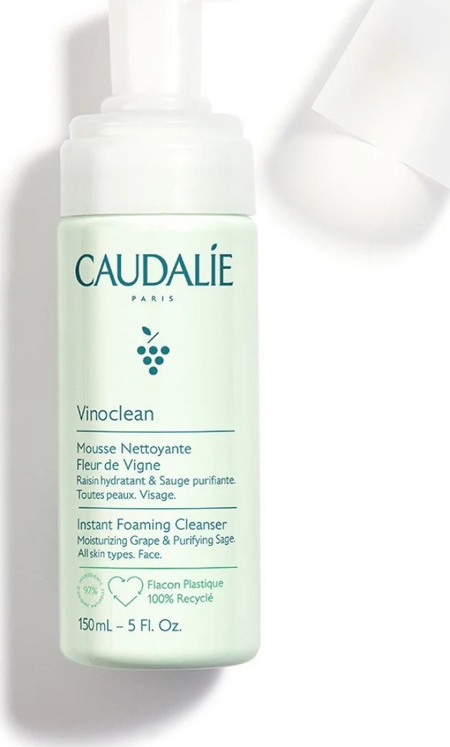 Caudalie Vinoclean Instant Foaming Cleanser Εξυγιαντικός Αφρός Καθαρισμού Προσώπου, Όλοι οι Τύποι Επιδερμίδας 150ml