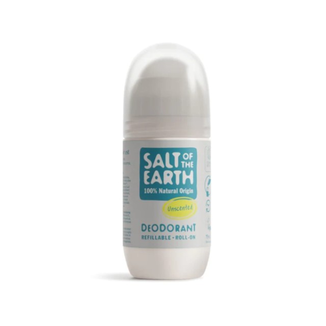 Salt of the Earth Vegan Refillable Roll-On Deodorant Unscented Άοσμο Επαναγεμιζόμενο Αποσμητικό, 75ml