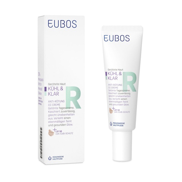 Eubos Cool & Calm Redness Relieving CC Cream SPF50 - Καταπραϋντική Κρέμα με Χρώμα για Δέρμα με Ερυθρότητα, 30ml