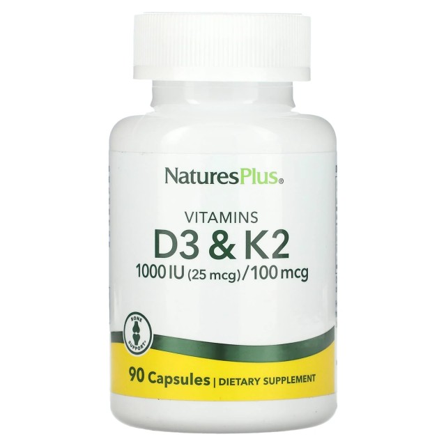 Natures Plus VITAMIN D3 1000 IU W/K2 100 MCG  90 φυτικές κάψουλες