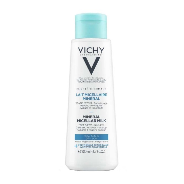 Vichy Purete Thermale Lait Micellaire Mineral Γαλάκτωμα Ντεμακιγιάζ για Ξηρή Επιδερμίδα 200ml