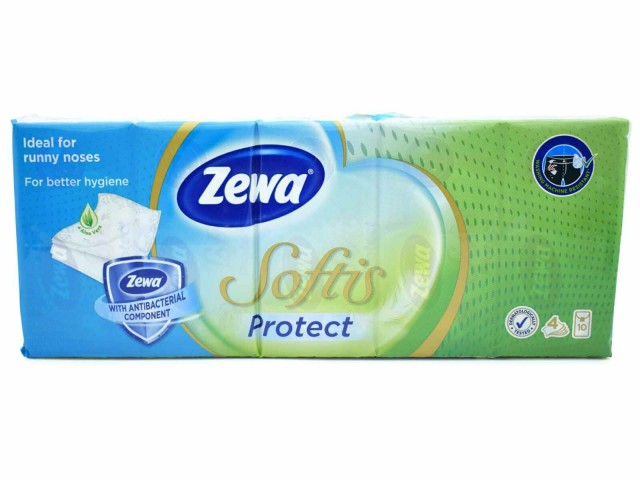 Zewa Softis Protect Χαρτομάντηλα Τσέπης, 10 τεμάχια