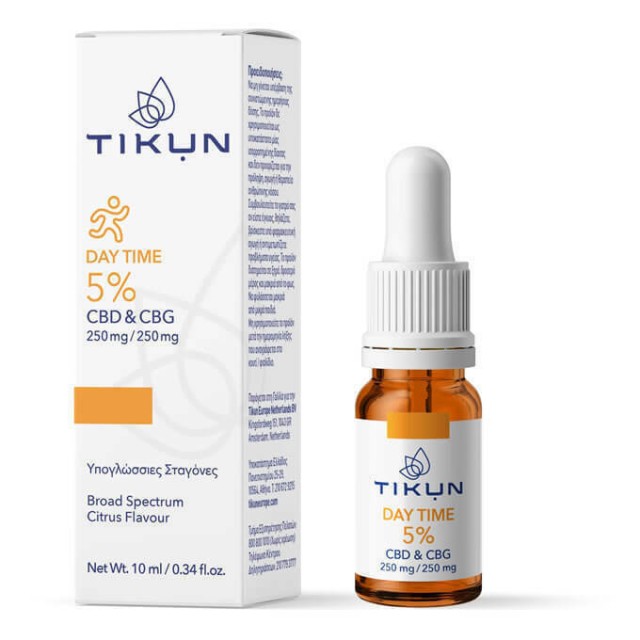 Tikun Day Time CBD 250mg & CBG 250mg Έλαιο Κάνναβης σε Σταγόνες με Γεύση Citrus 10ml