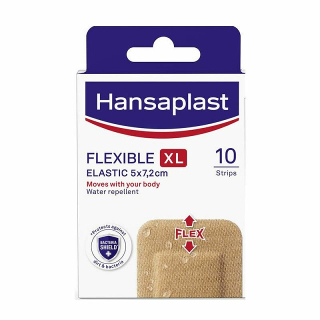 Hansaplast Flexible XL Strips Ελαστικά Επιθέματα, 5x7,2cm, 10τεμ