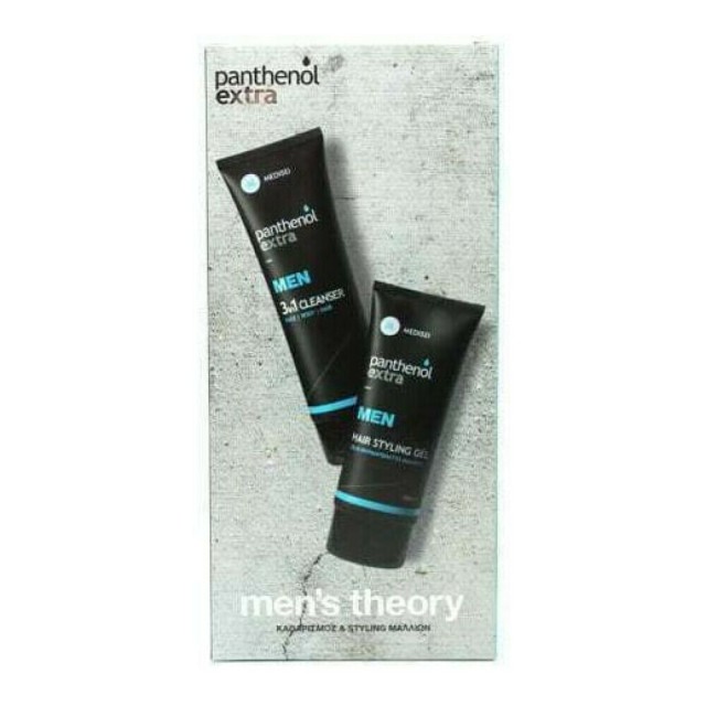 Medisei Panthenol Extra Mens Theory with 3in1 Face, Body & Hair Cleanser 200ml & Hair Styling Gel 150ml