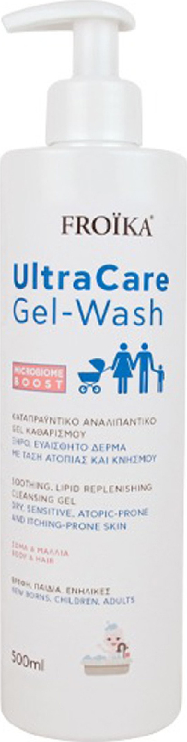 Froika UltraCare Gel Wash Καταπραϋντική Γέλη Καθαρισμού Σώματος & Μαλλιών, 500ml