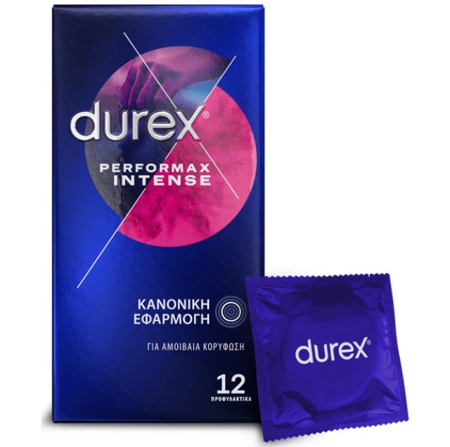 Durex Perfomax Intense Προφυλακτικά Με Κουκκίδες, Ραβδώσεις και Επιβραδυντικό Τζελ, 12τεμ