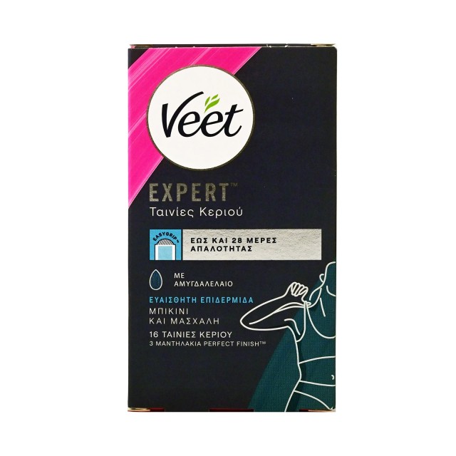 Veet Expert Αποτριχωτικές Ταινίες Κεριού Μπικίνι - Μασχάλες για Ευαίσθητες Επιδερμίδες 16 ταινίες