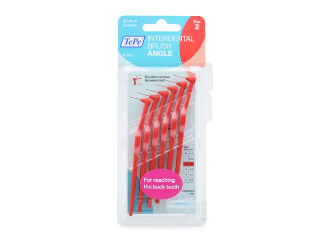 TePe Interdental Brush Angle No.2 Μεσοδόντια Βουρτσάκια 0.5mm Κοκκινο, 6τμχ