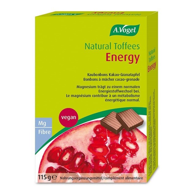 A.Vogel Natural Toffees Energy Συμπλήρωμα Διατροφής με Κακάο & Ρόδι για Ενέργεια 115g