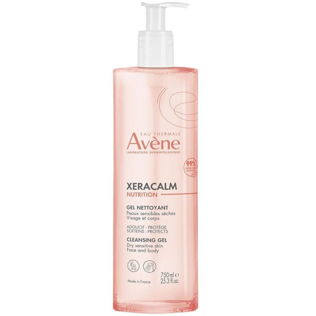 Avene Xeracalm Nutrition Gel Nettoyant - Τζελ Καθαρισμού Προσώπου και Σώματος για Ευαίσθητες και Ξηρές Επιδερμίδες 750ml