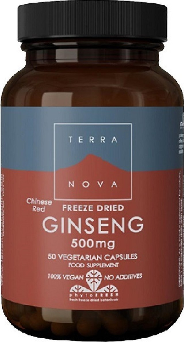 Terranova Chinese Red Ginseng 500mg Συμπλήρωμα Διατροφής Για Τόνωση Του Οργανισμού, 50 Κάψουλες