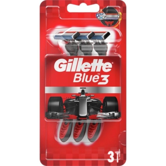 Gillette Blue 3 Red Ανδρικά Ξυραφάκια μίας Χρήσης 3 Τεμάχια