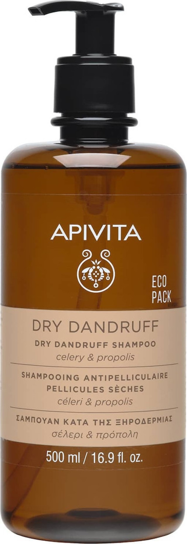 Apivita Dry Dandruff Shampoo Eco Pack Σαμπουάν κατά της Ξηροδερμίας με Σέλερι και Προπόλη 500ml