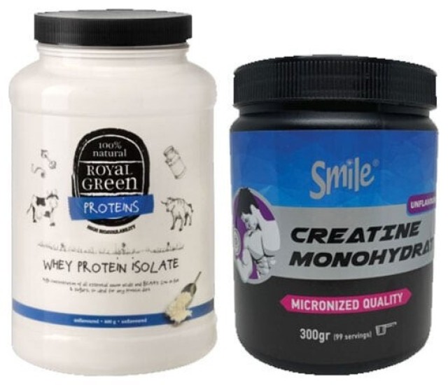 AM Health Promo Royal Green Whey Protein Isolate (600g) & Smile Creatine Monohydrate (300gr)