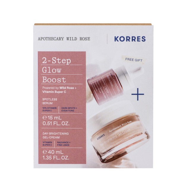 Korres Promo Pack 2 Step Glow Boost Άγριο Τριαντάφυλλο Κρέμα-Gel Ημέρας 40ml & ΔΩΡΟ Άγριο Τριαντάφυλλο Διφασικό Serum Λάμψης 15ml