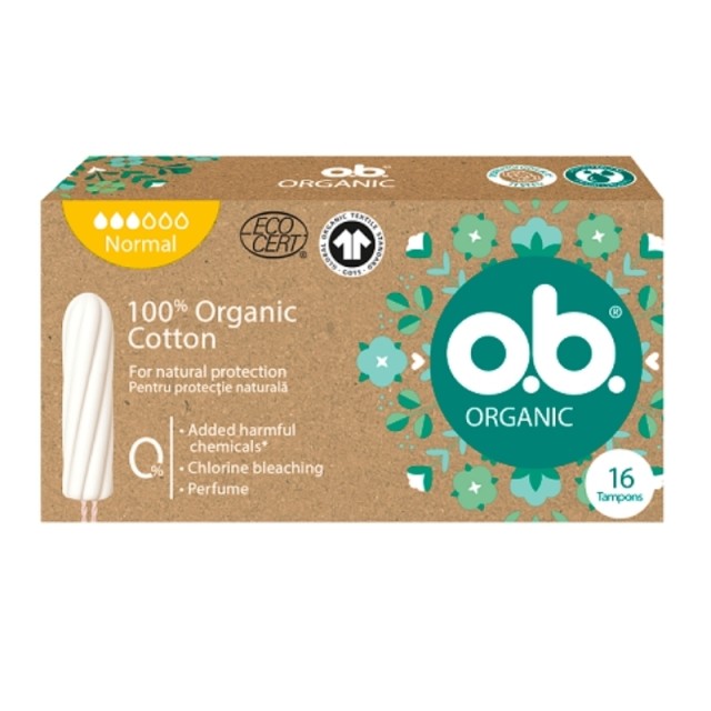 O.B.® Ταμπόν 100% Organic Cotton Normal για Κανονική Ροή 16 Τεμάχια