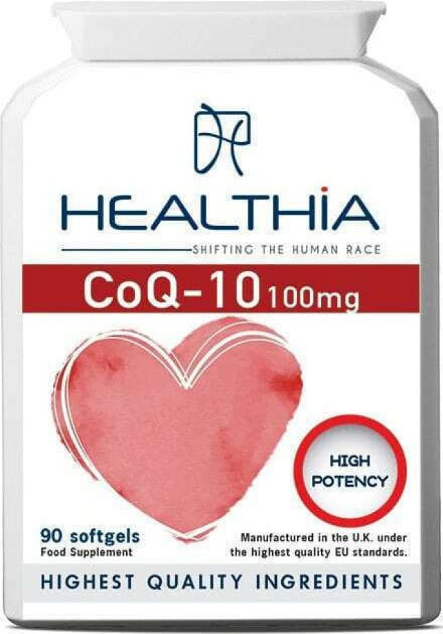 Healthia Co Q10 100mg Συμπλήρωμα Διατροφής Αντιοξειδωτικών 90 Μαλακές Κάψουλες