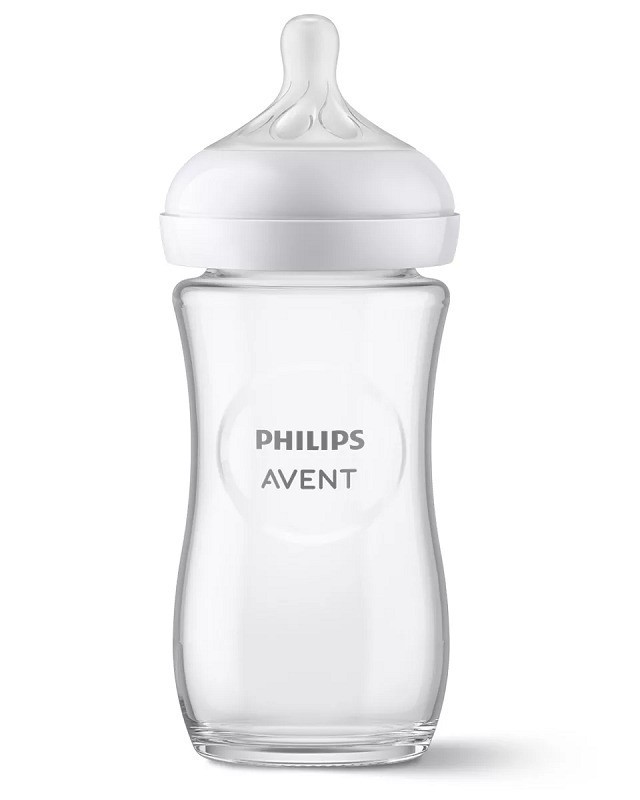 Philips Γυάλινο Μπιμπερό Natural Response με Θηλή Σιλικόνης 240ml για 1+ μηνών