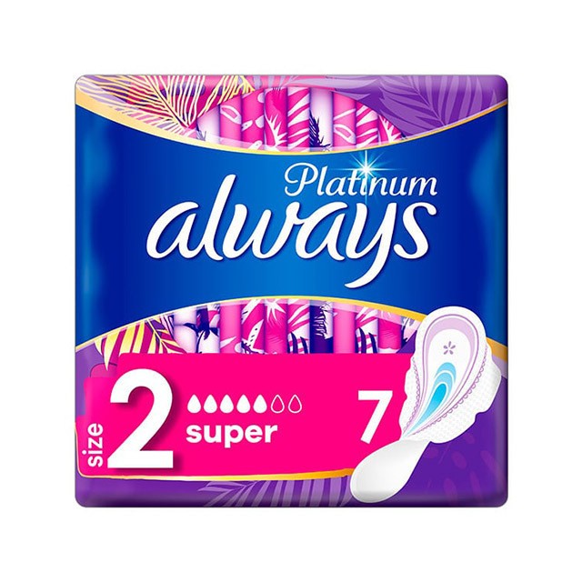 Always Platinum Comfort & Protection Super Ultra Σερβιέτες με Φτερά Μέγεθος 2 7τμχ