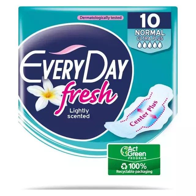 Every Day Fresh Normal Ultra Plus Σερβιέτες με Φτερά για Κανονική Ροή 5 Σταγόνες 10τμχ