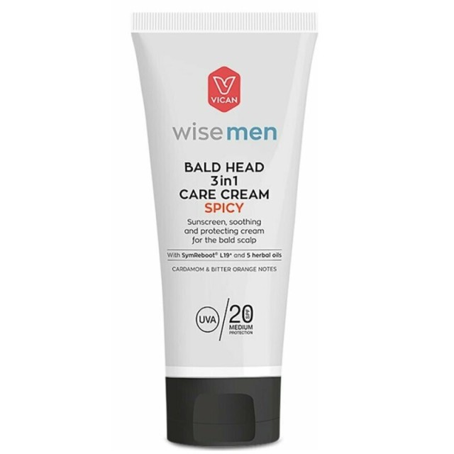 Vican Wise Men Bald Head 3 in 1 Care Cream Spicy Αντιηλιακή, Καταπραϋντική & Προστατευτική Κρέμα για το Δέρμα της Κεφαλής 100ml