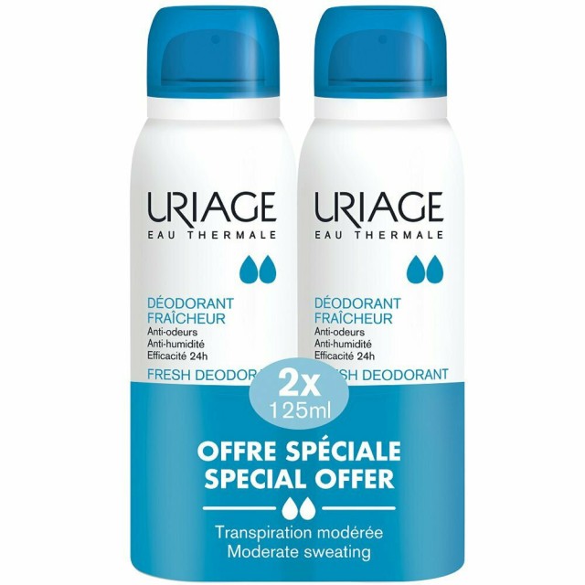 Uriage Uriage Fresh Deodorant-Αποσμητικό Σώματος σε Μορφή Σπρέι κατά της Κακοσμίας, 2x125ml