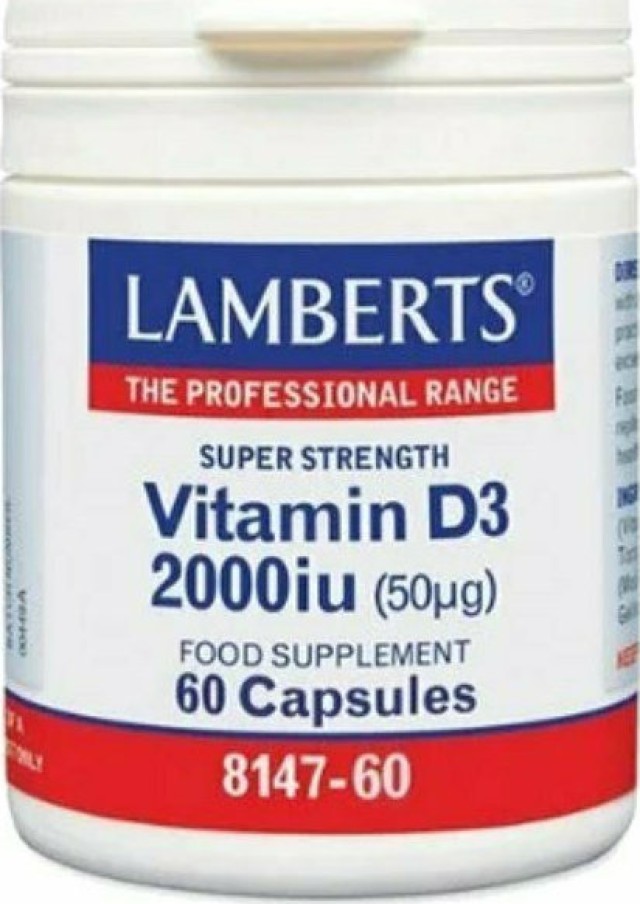 Lamberts Vitamin D3 2000iu (50μg) - Συμπλήρωμα Διατροφής Βιταμίνης D3, 60 κάψουλες