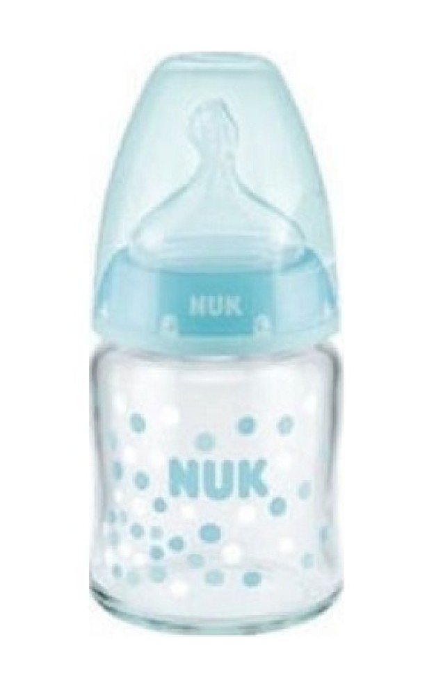 NUK First Choice Plus Μπιμπερό γυάλινο Άγκυρα 120ml με θηλή Σιλικόνης 0-6M (10.747.063)