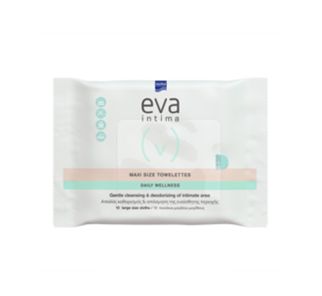 Intermed Eva Intima Biolact Maxi Size Towelettes Πανάκια Καθαρισμού Με Προβιοτικά Και Πρεβιοτικά 10 τεμάχια