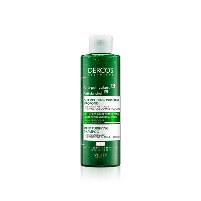 Vichy Dercos Anti-Dandruff K Deep Purifying Shampoo Σαμπουάν Κατά της Πιτυρίδας, Ιδανικό για το Ευαίσθητο Τριχωτό 250ml