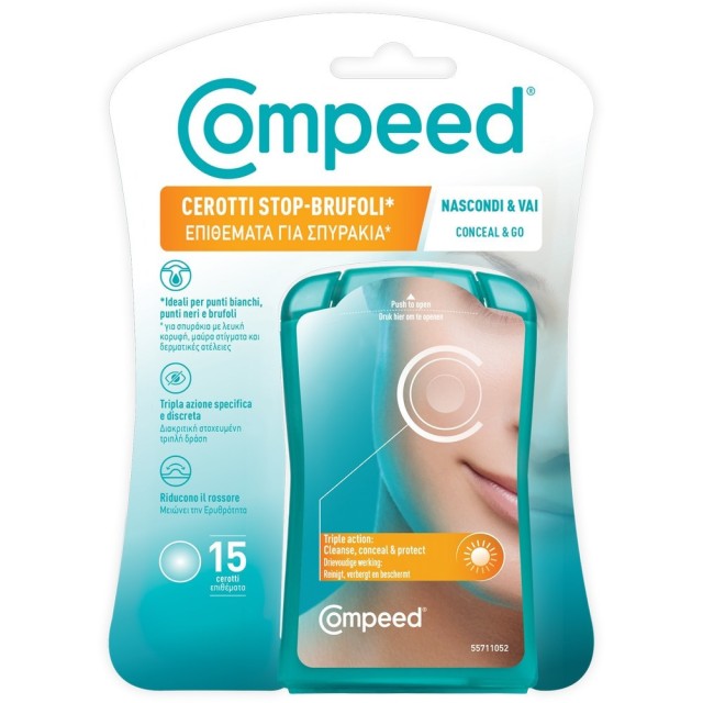 Compeed Cerotti Stop Brufoli Conceal & Go Επιθέματα για Σπυράκια 15 Τεμάχια