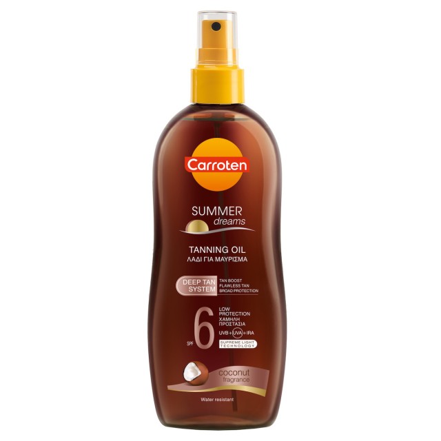 Carroten Summer Dreams Tanning Oil Deep Tan SPF6 SPF Αντηλιακό Λάδι Σώματος με Έλαιο Καρύδας 200ml