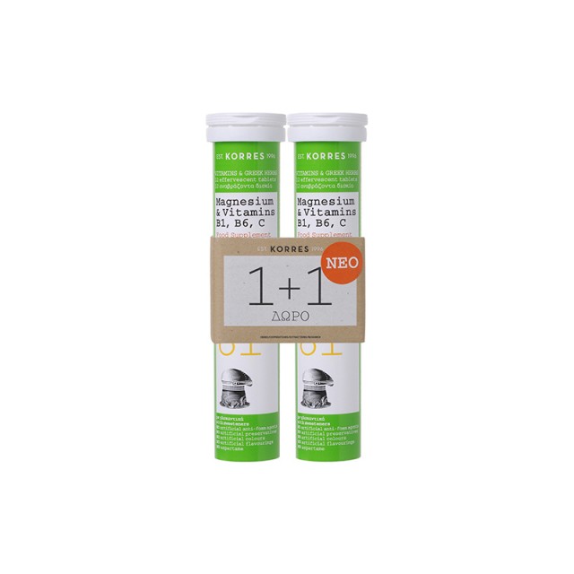 Korres Magnesium & Vitamins B1, B6, C, 2x12 αναβράζοντα δισκία 2x12 αναβράζοντα δισκία