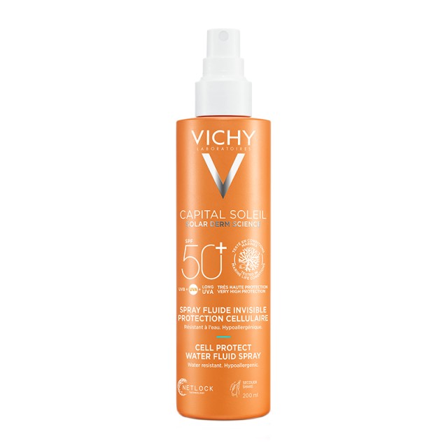 Vichy Capital Soleil Cell Protect Body Fluid Spray SPF50+ Λεπτόρρευστο Αντηλιακό Γαλάκτωμα Σώματος 200ml