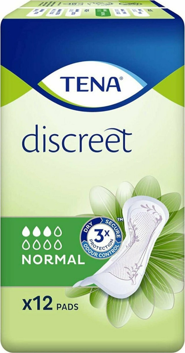 Tena Discreet Normal Σερβιέτα Ακράτειας Μικρής Ροής 12 Τεμάχια