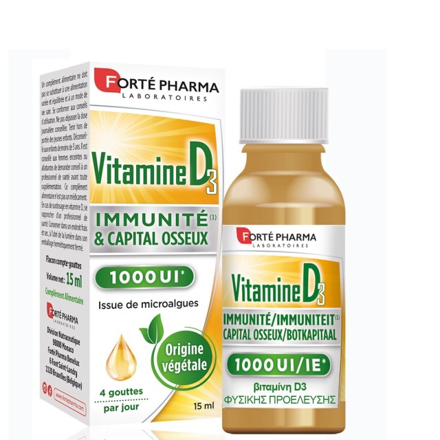 Forte Pharma Vitamin D3 1000IU Συμπλήρωμα Διατροφής σε Υγρή Μορφή με Βιταμίνη D3, 15ml