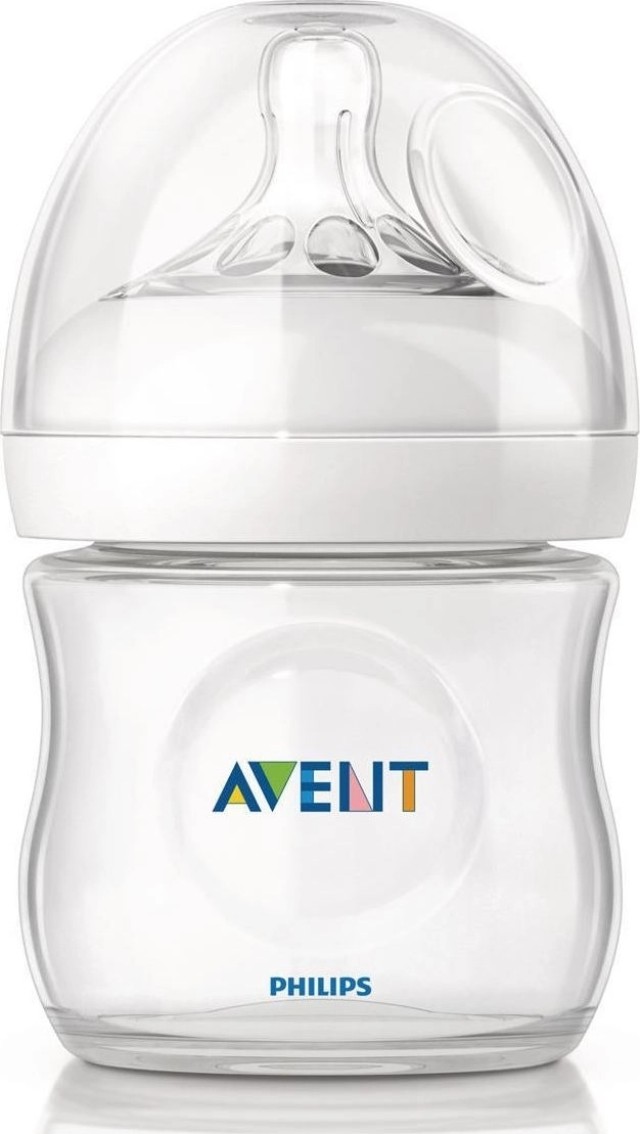 Philips Avent SCF030/17 Natural Πλαστικό Μπιμπερό για Φυσικό Τάισμα με Θηλή Ροής για Νεογνά, Διάφανο Χρώμα, 125ml