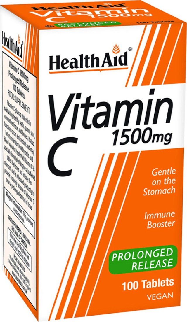 Health Aid Vegan Vitamin C 1500mg with Bioflavonoids Prolonged Release Βιταμίνη C Βραδείας Αποδέσμευσης με Βιοφλαβονοειδή, 100tabs