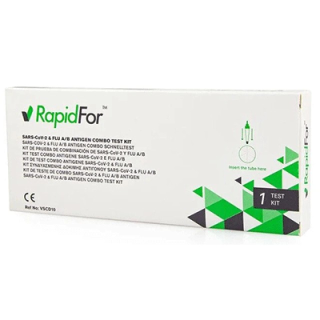 RapidFor SARS COV-2 (Covid 19) & FLU A/B Self Test Διαγνωστικό Τέστ Ρινοφαρυγγικού Επιχρίσματος, 1 τεμάχιο