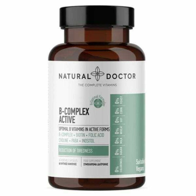 Natural Doctor B-Complex Active Συμπλήρωμα Διατροφής με Βιταμίνες του Συμπλέγματος Β 60 φυτικές κάψουλες