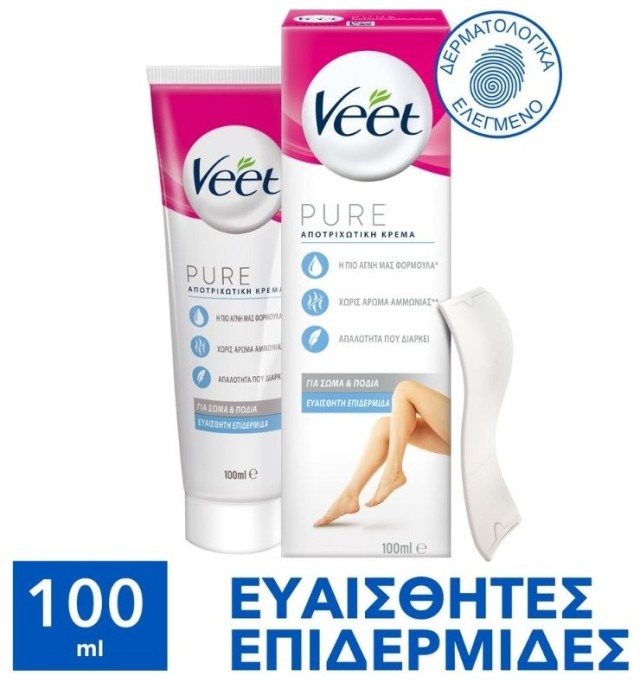 Veet Pure Αποτριχωτική Κρέμα Σώματος - Ποδιών για Ευαίσθητη επιδερμίδα 100ml