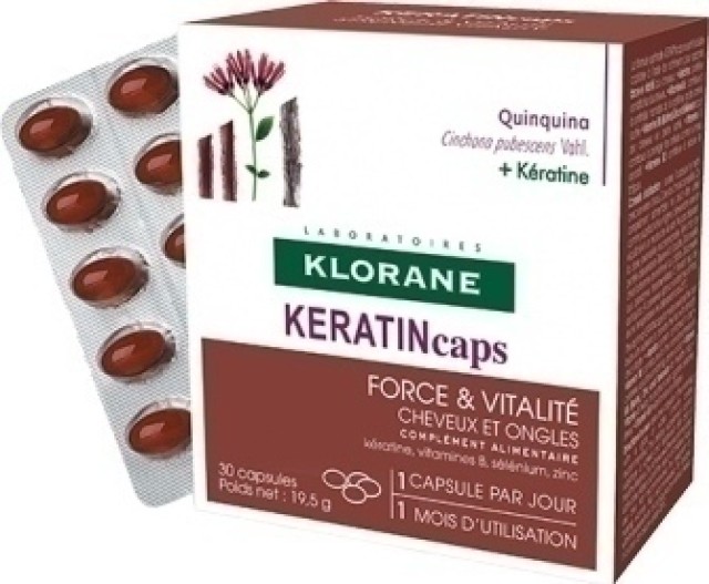 Klorane Quinine KERATINcaps Συμπλήρωμα Διατροφής για Δυνατά Μαλλιά​, 30 caps