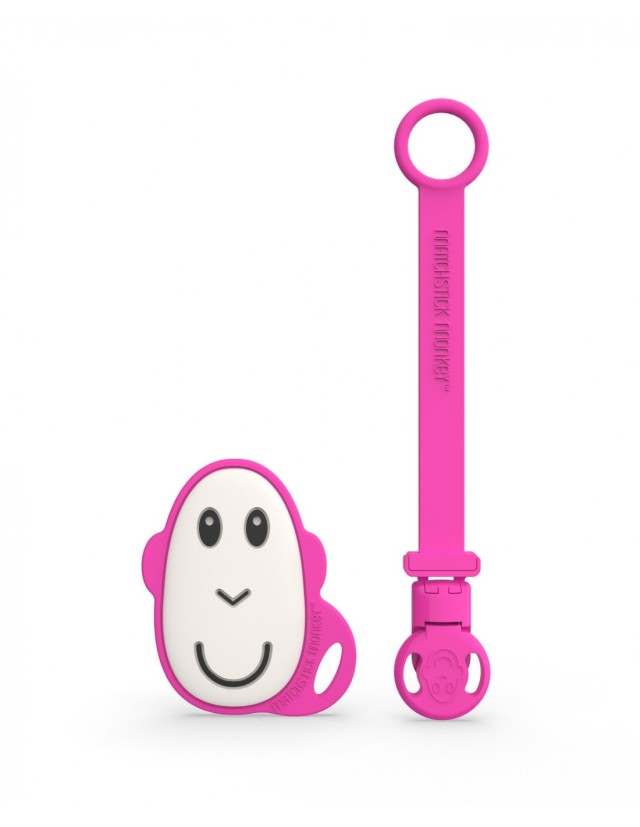 Matchstick Monkey Flat Face Teether & Soother Clip Pink